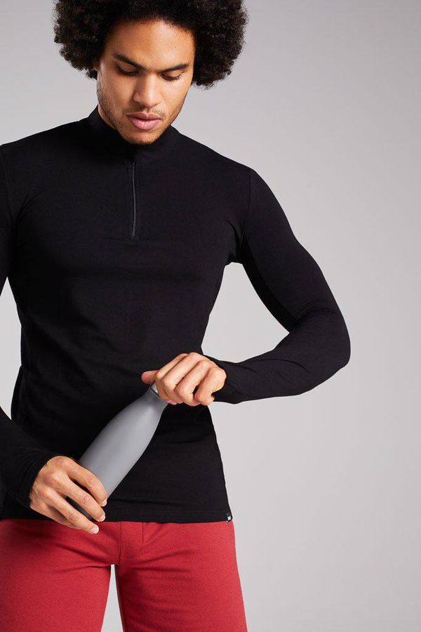 image of Zip-Neck Bamboo Base Layer in Black