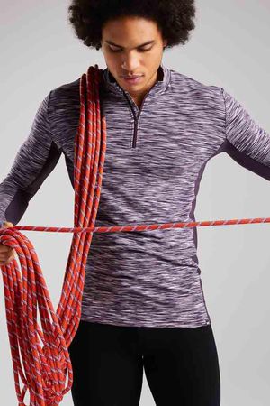 Black Rocks Zip Neck Bamboo Base Layer in Purple