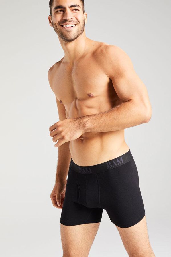 image of Bamboo Branded Regular Fitted Boxer in Black