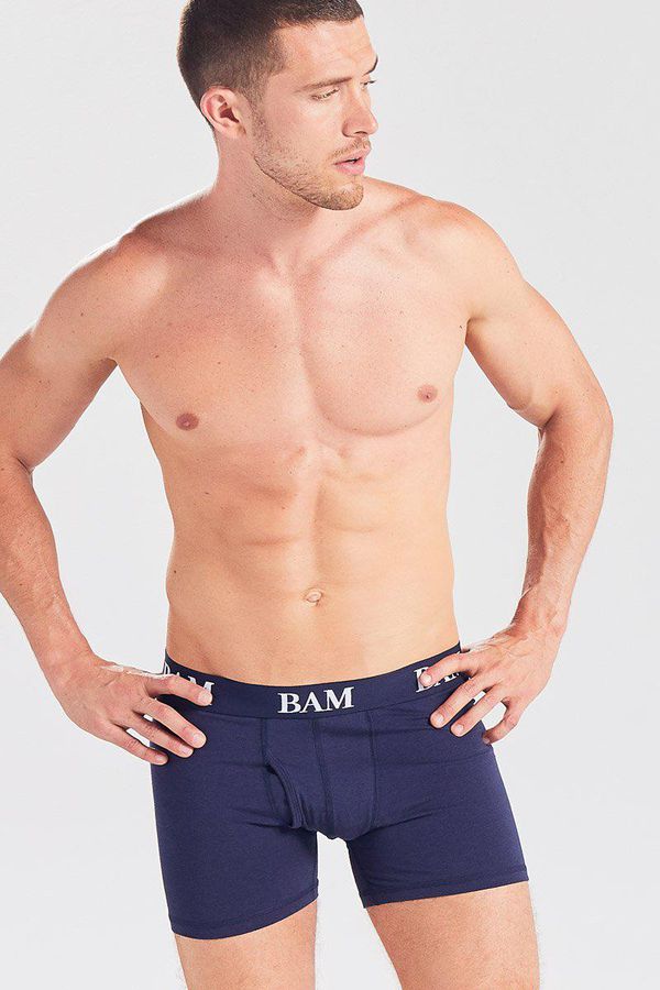 image of Bamboo Branded Regular Fitted Boxer in Navy Blue