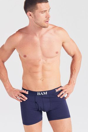Bamboo Branded Regular Fitted Boxer in Navy Blue