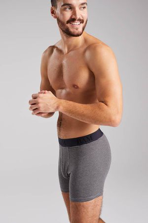 Regular Air Fitted Bamboo Boxer in Grey Marl Stripe