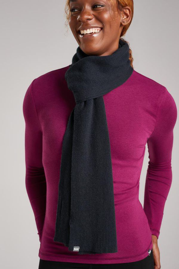 image of Mortimere Merino Bamboo Scarf in Navy Marl