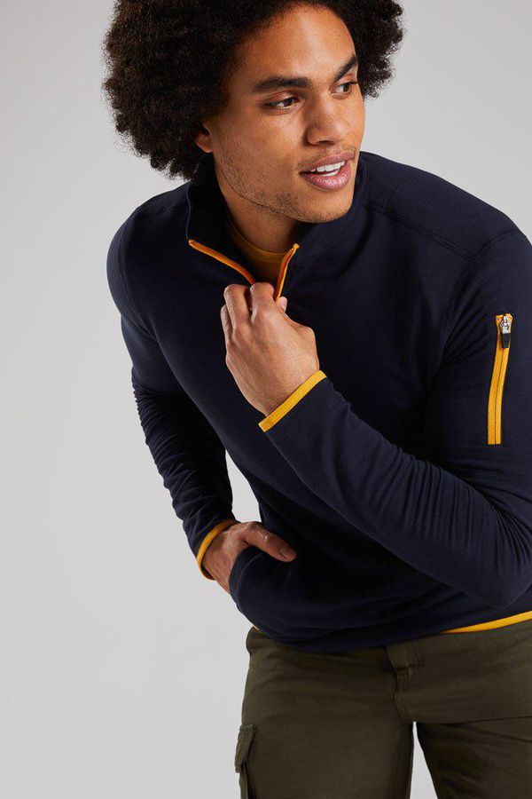 image of Shilstone Quarter Zip Bamboo Sweat in Navy Blue