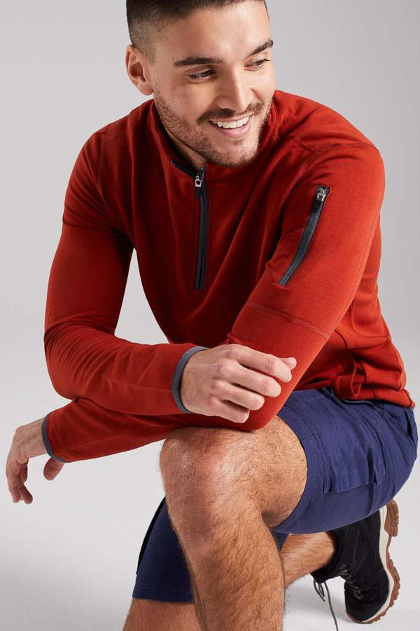 image of Shilstone Quarter Zip Bamboo Sweat in Rust Dawn