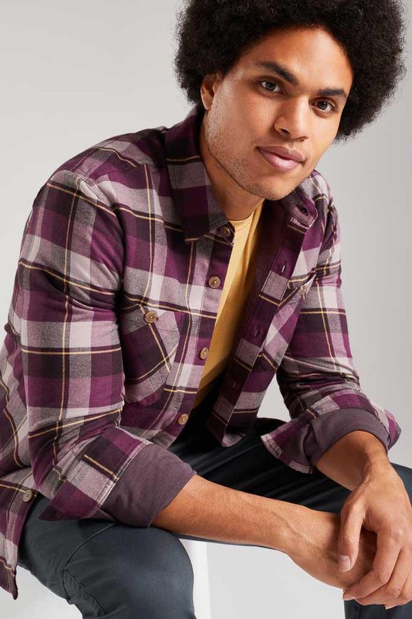 image of Dinnever Bamboo Overshirt in Claret Check