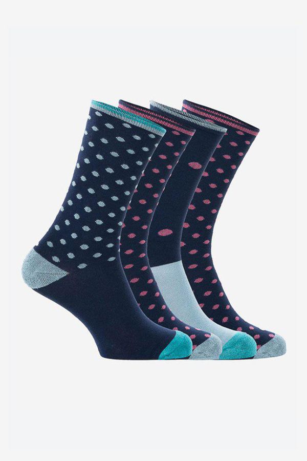 image of Bamboo Socks Spot Denbury 4 Pack in Blue and Pink