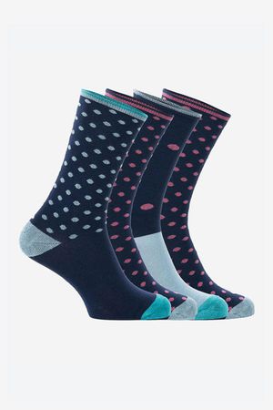 Bamboo Socks Spot Denbury 4 Pack in Blue and Pink