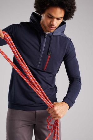 Hameldown Half Zip Hoody in Navy Blue