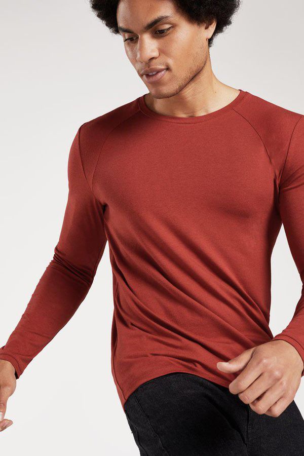 image of Origin Long Sleeve Bamboo T-Shirt in Russet Red