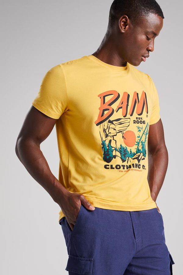 image of Adventure Print Bamboo Graphic T Shirt in Amber