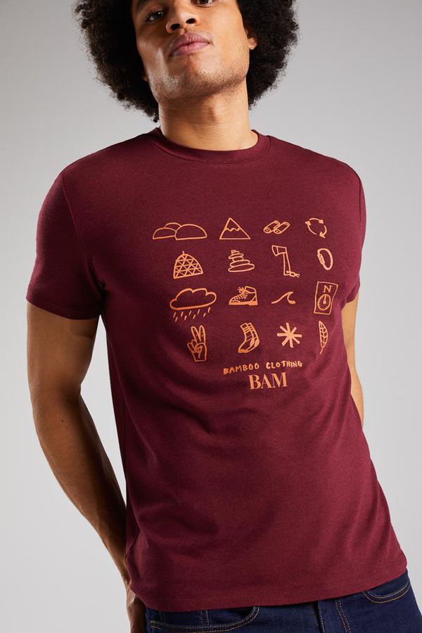 image of Icon Print Bamboo Graphic T-Shirt in Deep Burgundy