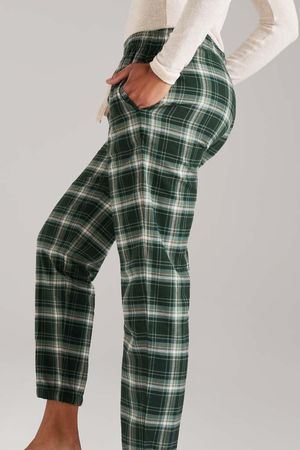 Origin Bamboo Flannel PJ Pants in Deep Emerald Check