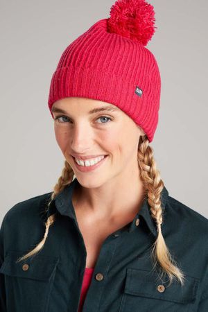 Thirlmere Merino Bamboo Bobble Hat in Persian Red