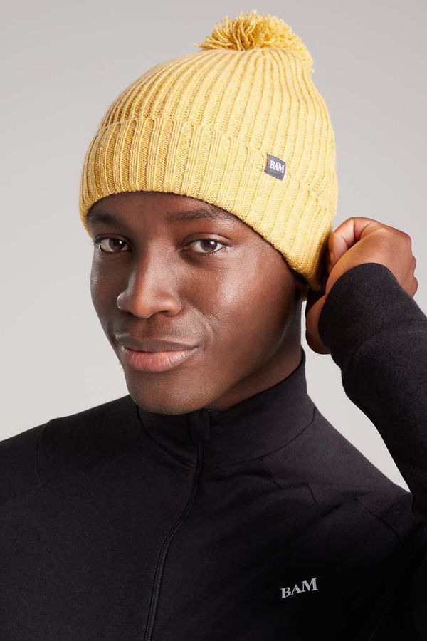image of Thirlmere Merino Bamboo Bobble Hat in Yellow Harvest Marl
