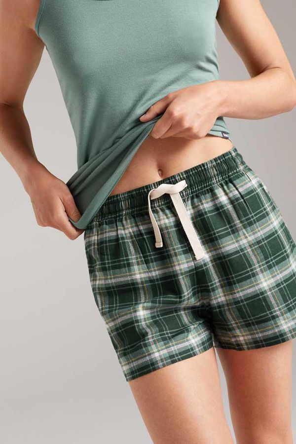 image of Origin Bamboo Flannel PJ Shorts in Deep Emerald Check
