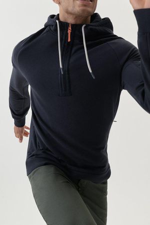 Sandpiper Hooded Half Zip Sweat in Navy