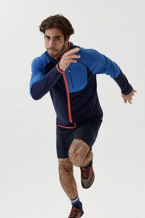 Mens Swift Panelled Hoody in Rich Navy