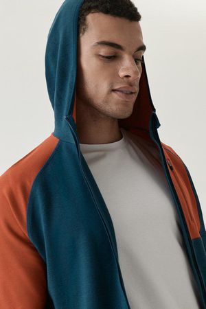 Mens Swift Panelled Hoody in Ocean Teal Marl