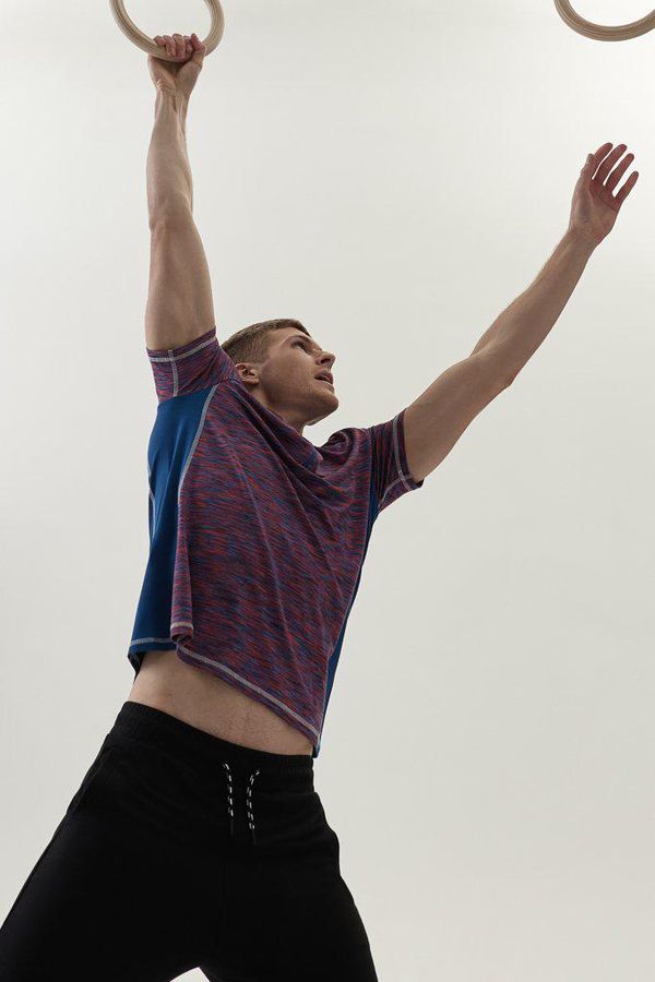 image of Kagu Half Zip Training T-Shirt in True Blue Space Dye