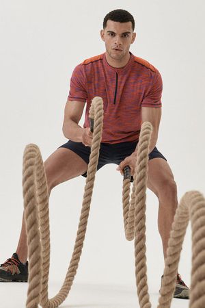 Kagu Half Zip Training T-Shirt in Vibrant Red Space Dye