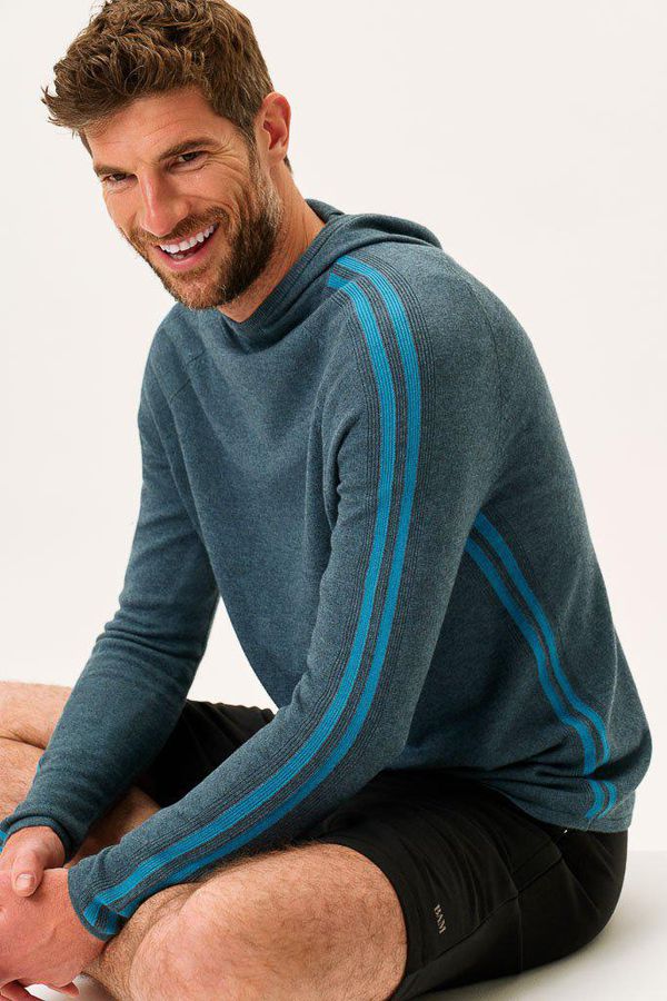 image of Horizon Knitted Yoga Hoody in Blue Frost Marl
