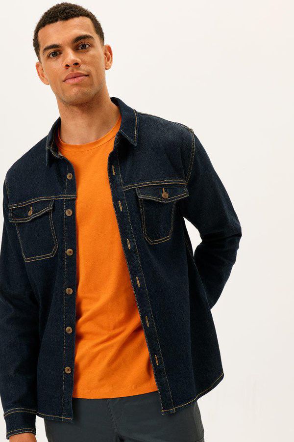 image of 73 Zero Denim Shirt in Dark Blue Denim
