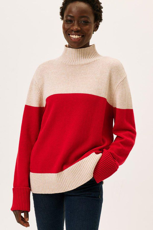 image of Waterdown Merino Boxy Knitted Top in Oatmeal Marl