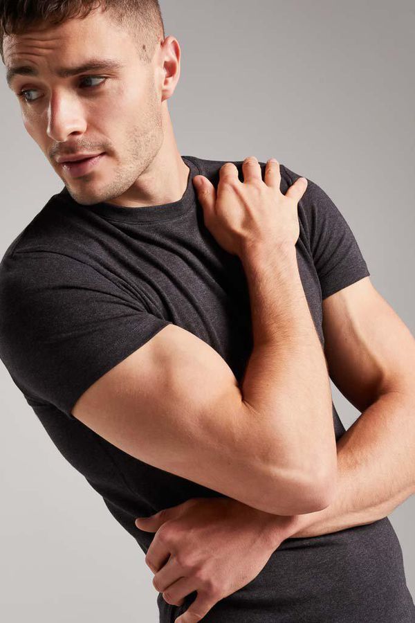 image of Origin Luxe Slim Fit Bamboo T-Shirt in Charcoal Marl