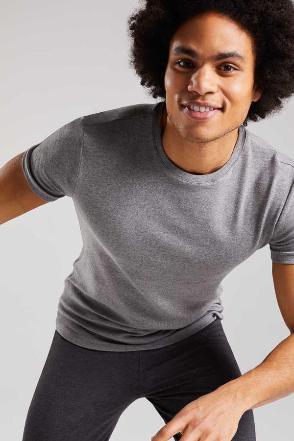 image of Origin Luxe Slim Fit Bamboo T-Shirt in Mid Grey Marl