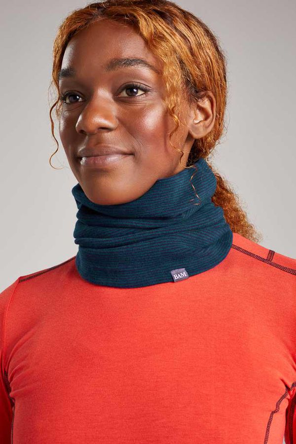 image of Luxe Bamboo Neck Tube in Nordic Sky with Navy Stripe