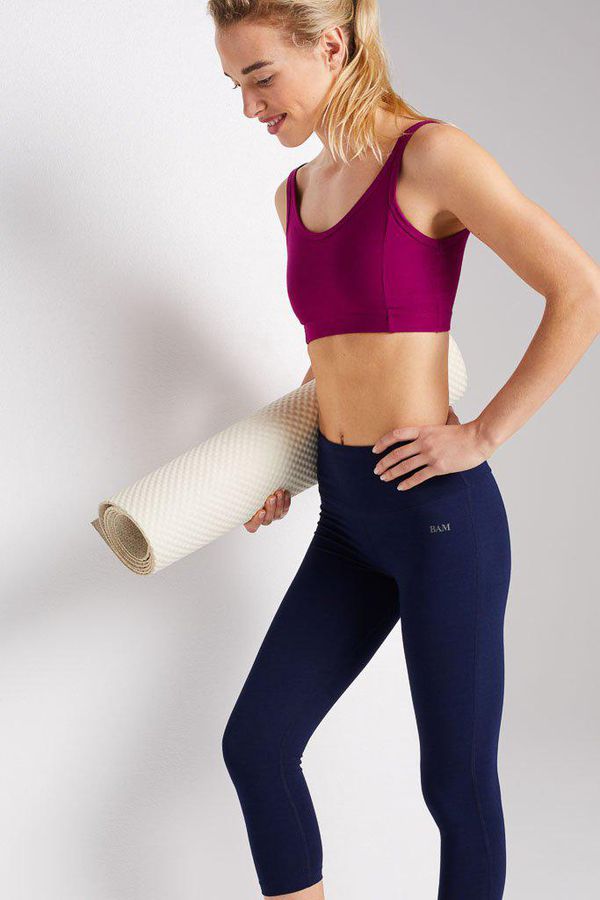 image of Enduro Bamboo Deep Waistband 3/4 Leggings in Rich Navy Blue