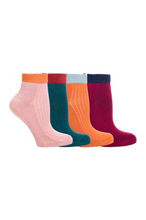 Bamboo Quarter Cropped Trainer Socks 4 Pack in Muddiford