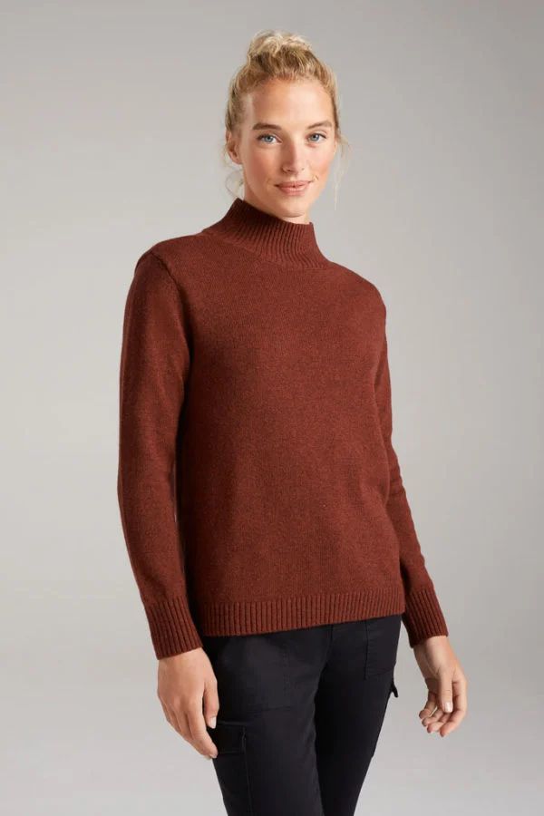image of Ullswater Merino Bamboo High Neck Knit in Chestnut Brown