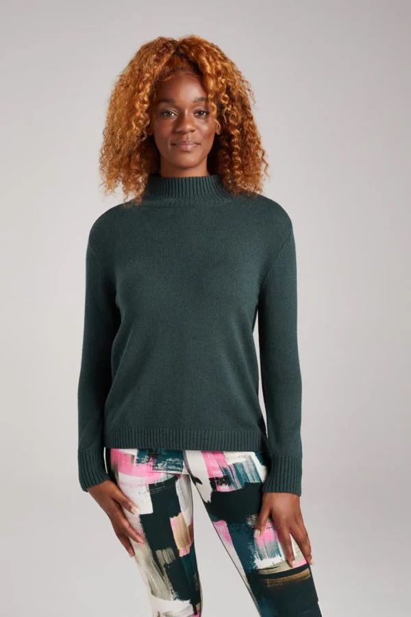 image of Ullswater Merino Bamboo High Neck Knit in Moss Green