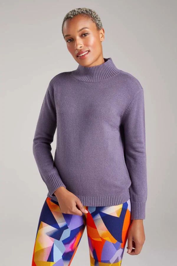 image of Ullswater Merino Bamboo High Neck Knit in Pewter