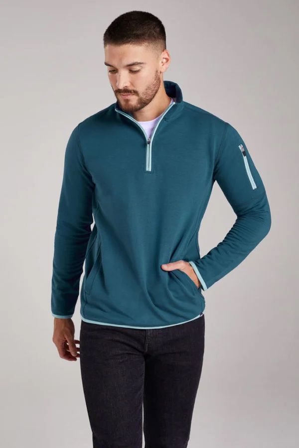 image of Shilstone Quarter Zip Bamboo Sweat in Nordic Sky