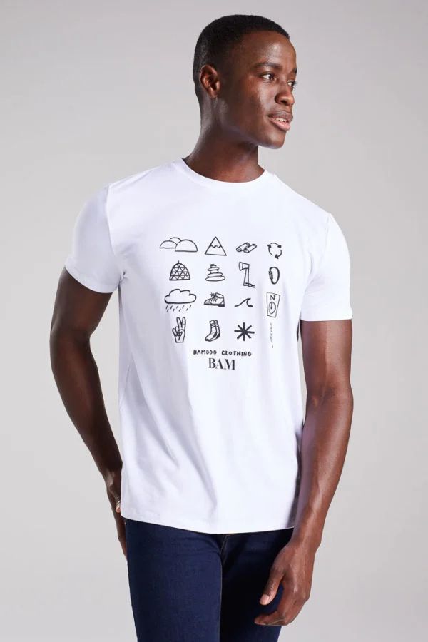 image of Icon Print Bamboo Graphic T-Shirt in White