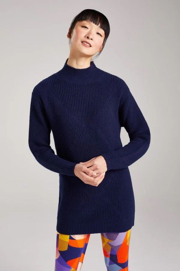 image of Buttermere Merino Bamboo Longline Knit in Navy Marl