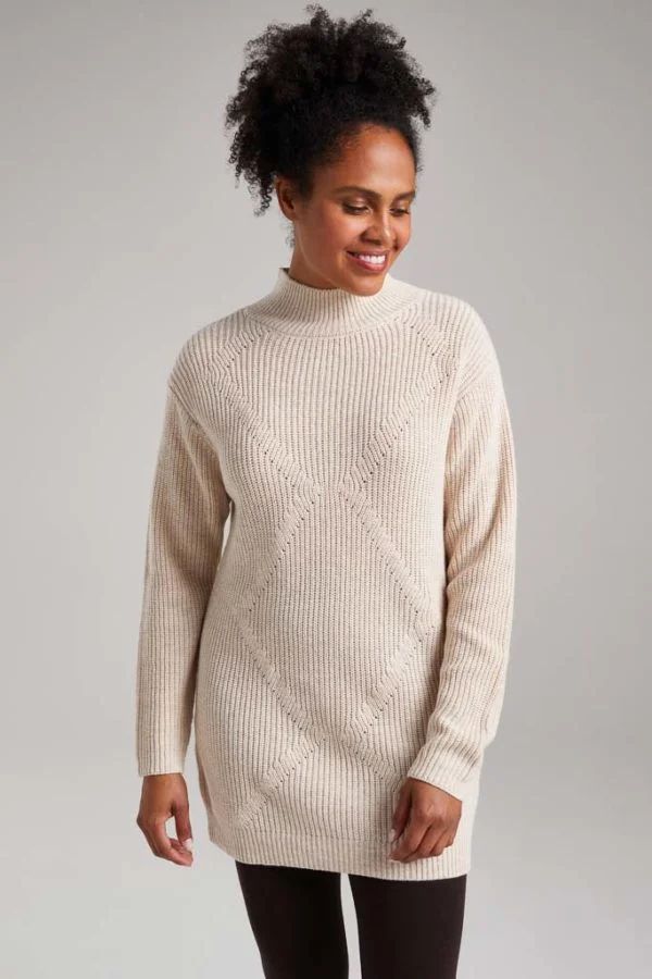 image of Buttermere Merino Bamboo Longline Knit in Oatmeal Marl