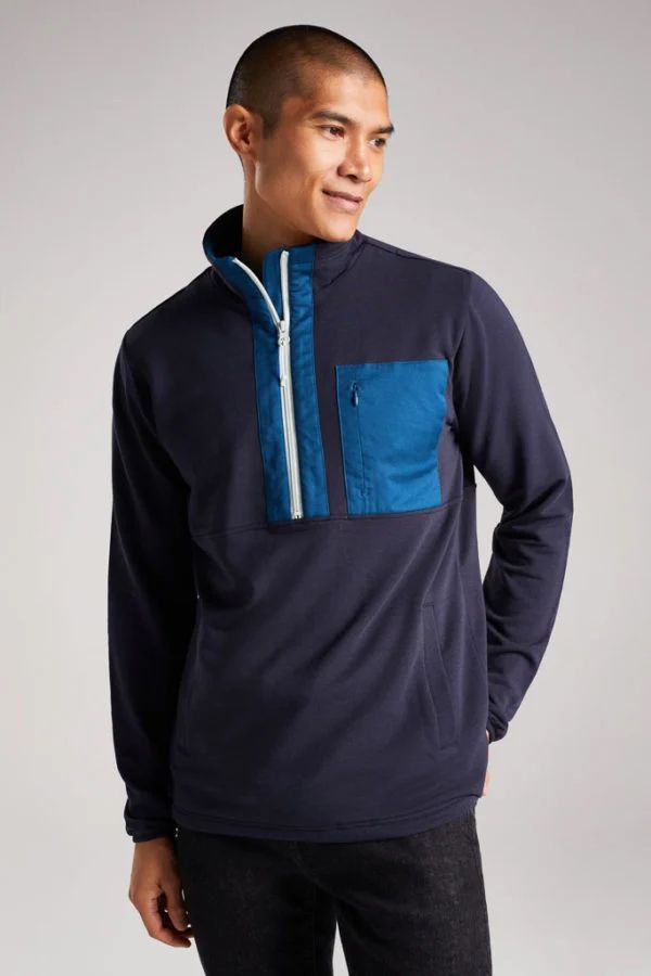 image of Carbilly Half Zip Bamboo Sweat in Navy