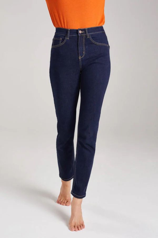 image of 73 Zero Straight Leg Bamboo Jean in Dark Blue Denim