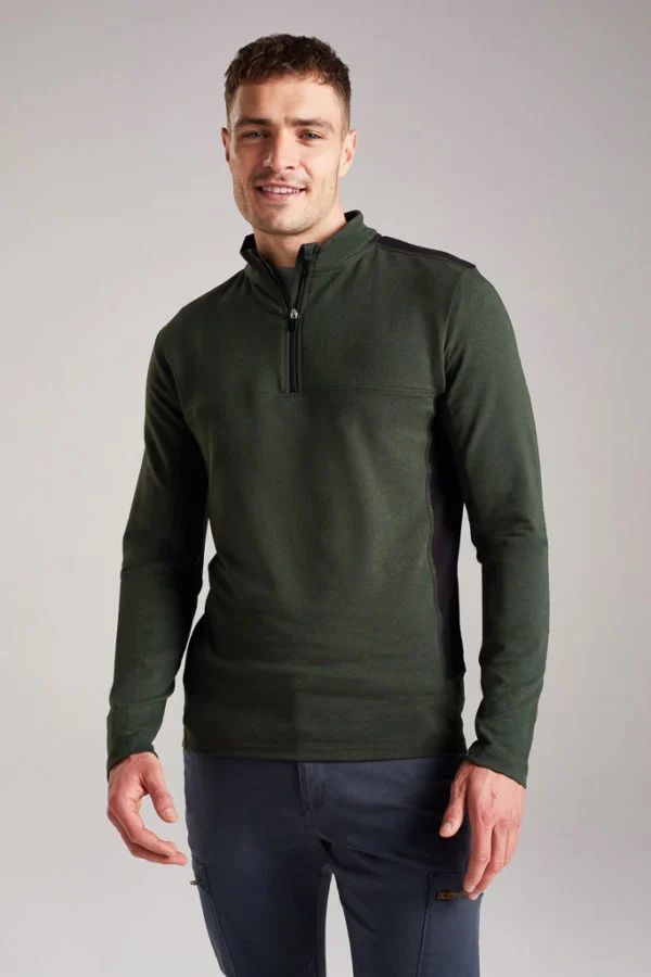 image of Colvannick Quarter Zip Bamboo Sweat in Deep Emerald