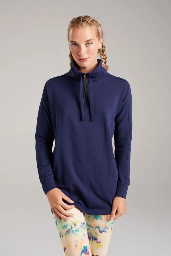 image of Horizon Bamboo Longline Sweat in Rich Navy