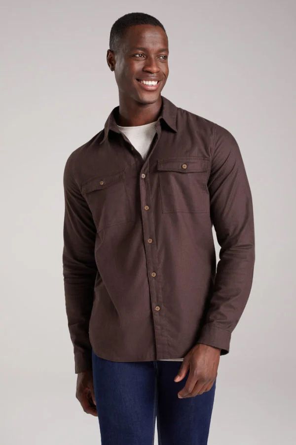 image of Garrow Bamboo Flannel Shirt in Cocoa Brown