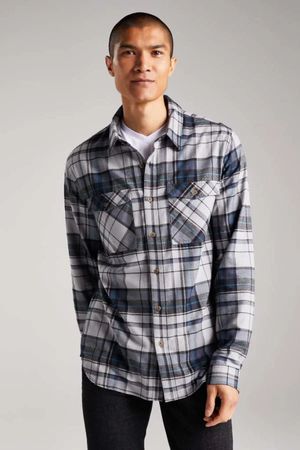Garrow Bamboo Flannel Shirt in Mid Grey Check