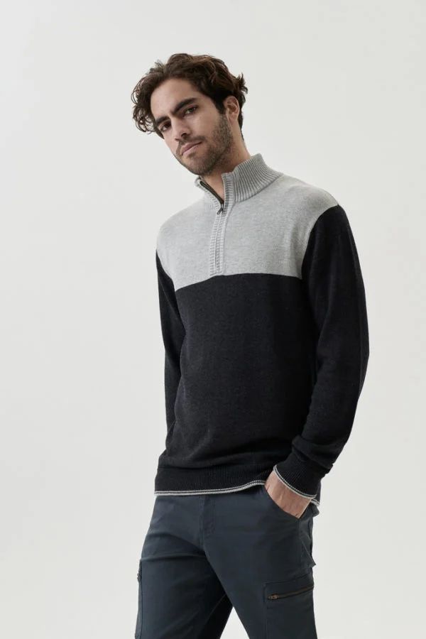 image of Scoter Quarter Zip Knit in Charcoal Marl