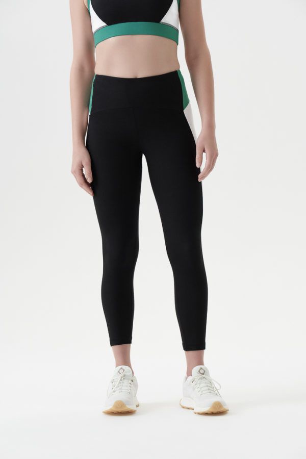 image of Garganey Colour Blocked Leggings in Black