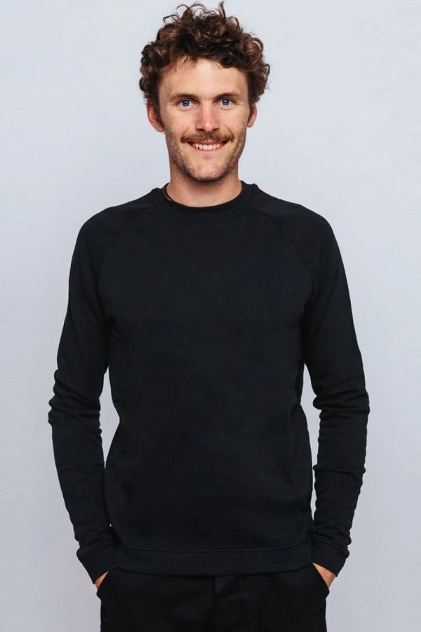 image of Plain Organic Cotton Sweater in Black