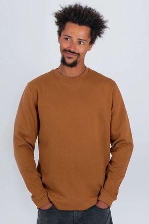 Plain Organic Cotton Sweater in Brown
